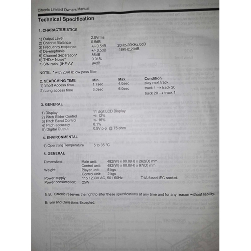 13 - CITRONIC CD2 DUAL DJ CD CONTROLLERS AND CD PLAYERS IN DJ FLIGHT CASE, WITH MANUAL