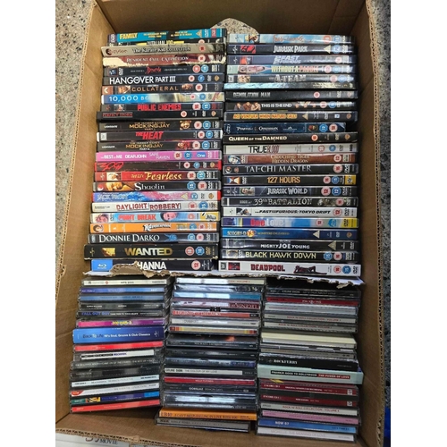 131 - 2 CARTONS OF VHS TAPES & A CARTON OF MISC CD'S