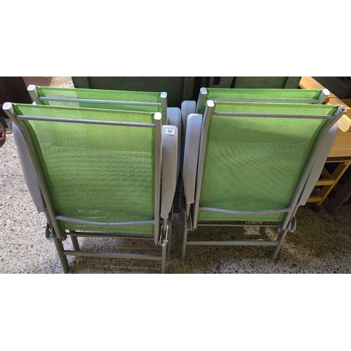 161 - 4 FOLDING ARMCHAIRS WITH MESH PLASTIC SEATING, 1 A/F