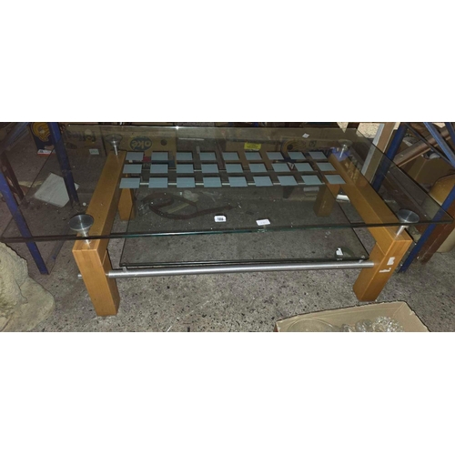 188 - TWO TIERED GLAZED COFFEE TABLE