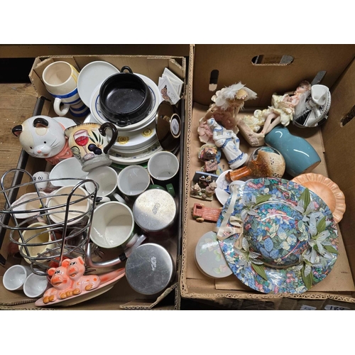 189 - 2 CARTONS OF MISC CHINAWARE INCL; PLATES, MUGS, FIGURINES & OTHER CHINA