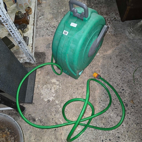 235 - GARDEN HOSE REEL WITH HOSE WINDING HANDLE MISSING