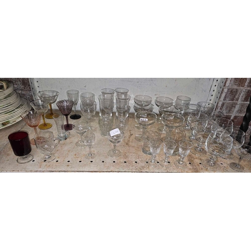 249 - SHELF & 3 CARTONS OF MISC GLASSWARE INCL; PUB GLASSES