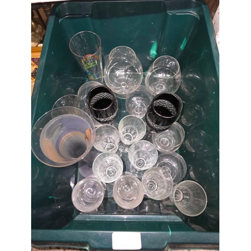 249 - SHELF & 3 CARTONS OF MISC GLASSWARE INCL; PUB GLASSES