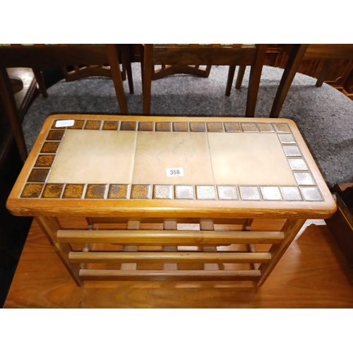 358 - TEAK TILE TOP SHOE RACK