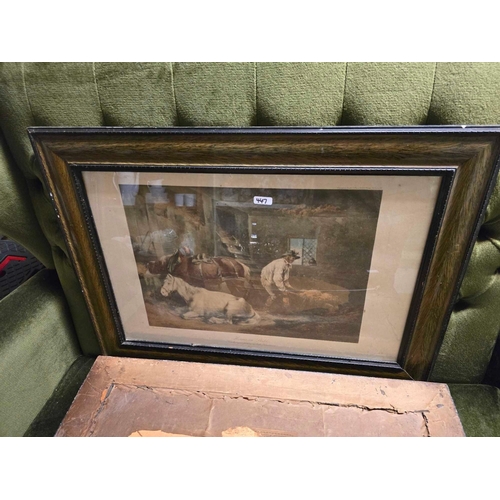 447 - 3 F/G PRINTS & 1 GILT FRAMED WATERCOLOUR OF BOATS