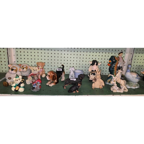 468 - SHELF OF ANIMAL FIGURES