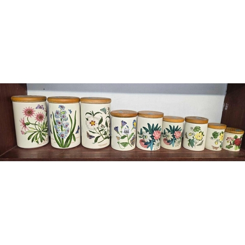 480 - SHELF OF THE BOTANIC GARDEN CHINA CANISTERS & PORTMEIRION CANISTERS