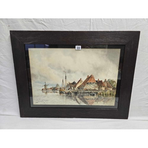 506 - WATERCOLOUR BY LOUIS VAN STAATEN, INSCRIBED ''NEAR ENKHUIZEN'' SIGNED WITH HIS ALTERNATIVE NAME NORR... 