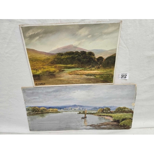 512 - JOHN SHAPLAND 1865-1929; A VIEW ON THE RIVER EXE AND ONE OTHER, A VIEW OF SHEEP'S TOR, WATERCOLOURS,... 