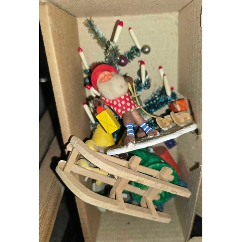 55 - SHELF OF VINTAGE CHRISTMAS LIGHTING & CHRISTMAS FIGURES