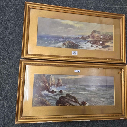 794 - 2 GILT FRAME SEA SHORELINE PRINTS