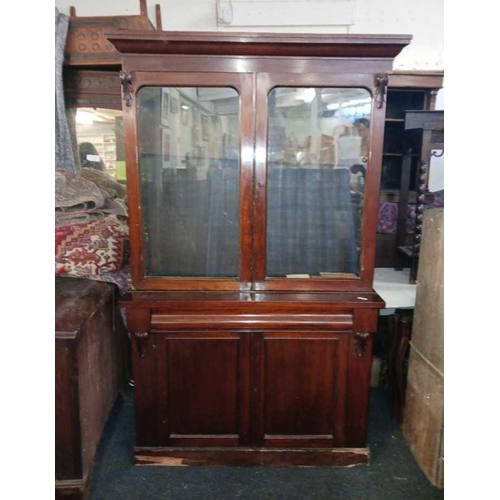 798 - MAHOGANY CABINET WITH GLAZED BOOKCASE