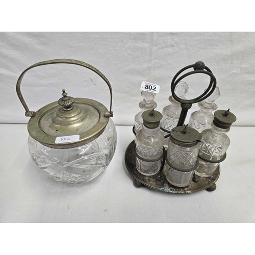 802 - RP 6 BOTTLE CRUET + BISCUIT BARREL