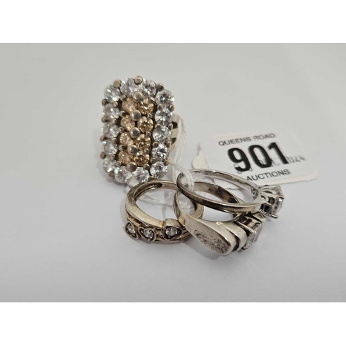 901 - 4 SILVER & PASTE RINGS