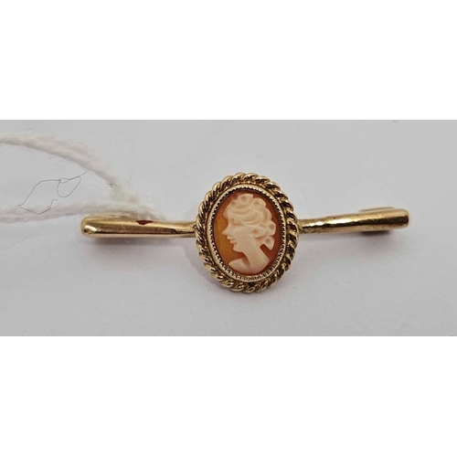 906 - 9ct CAMEO BROOCH, 1.7g