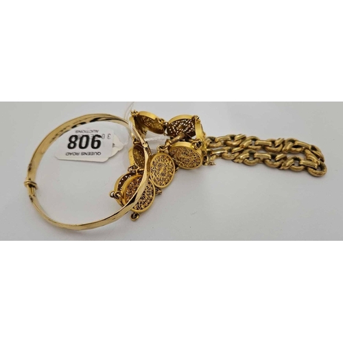 908 - 3 ROLLED GOLD BRACELETS