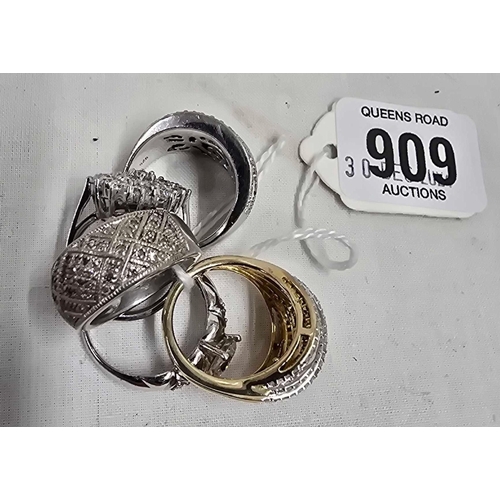 909 - 5 SILVER RINGS