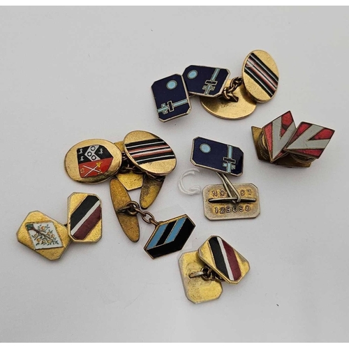 924 - 5 PAIRS OF ENAMEL CUFF LINKS