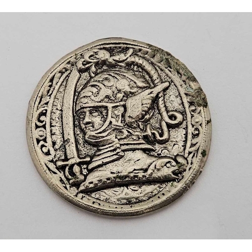 929 - SILVER COLOURED ST GEORGE & THE DRAGON COIN OR MEDALLION