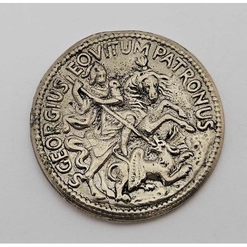 929 - SILVER COLOURED ST GEORGE & THE DRAGON COIN OR MEDALLION