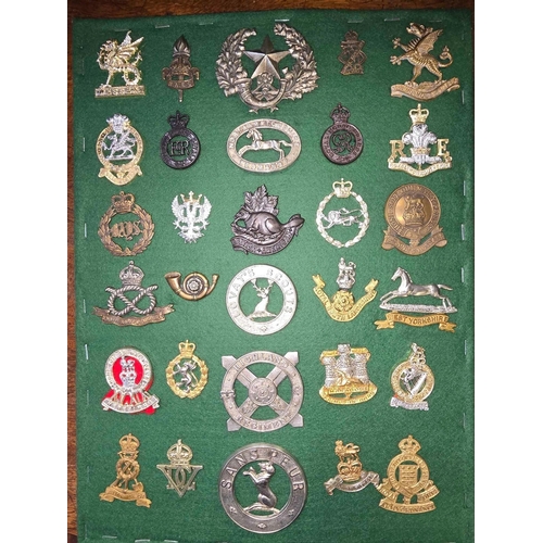 987 - PAD OF BRITISH ARMY CAP BADGES MAINLY RE-STRIKES INCL; LOVAT'S SCOUTS