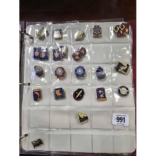 991 - SHEET OF BUTLINS & PONTINS ENAMEL PIN BADGES INCL; BOGNOR, CLACTON & 1 FROM PONTINS