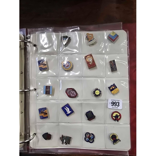 993 - SHEET OF MISC BUTLINS ENAMEL PIN BADGES INCL; MINEHEAD, SKEGNESS, BOGNOR, VARIOUS DATES