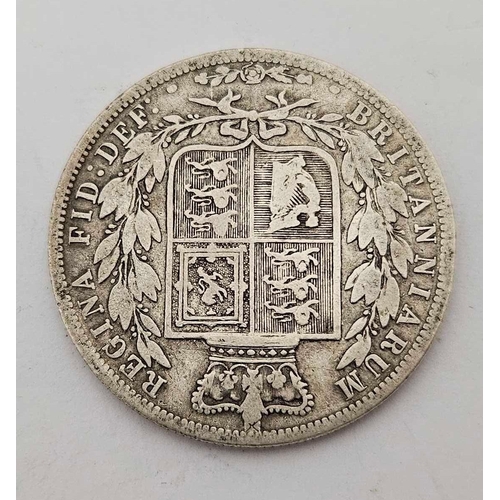 997 - VICTORIAN SILVER HALF CROWN, 1885