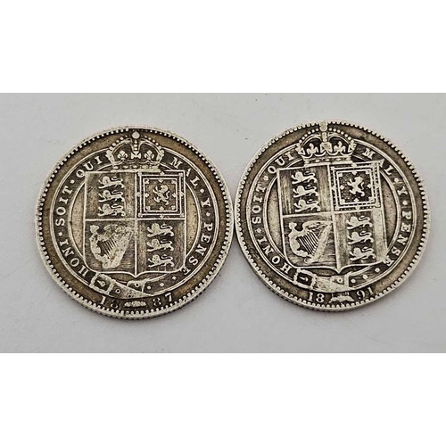 999 - VICTORIAN SILVER SHILLINGS, 1887/91