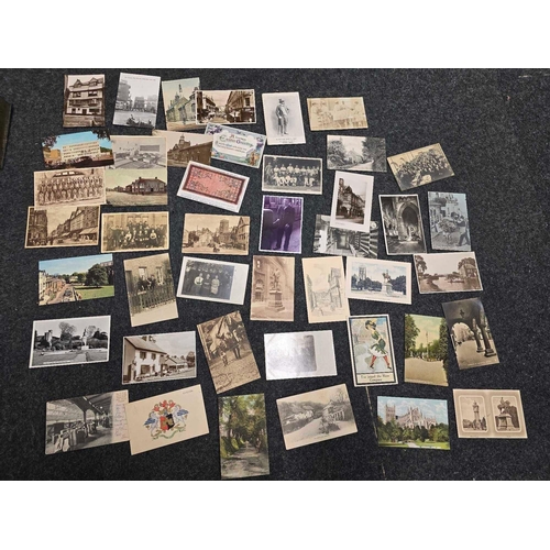 1345 - A COLLECTION OF LOCAL & OTHER POSTCARDS IN METAL POSTCARD BOX