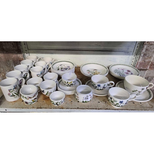 229 - SHELF WITH QTY OF PORTMEIRION BOTANIC GARDEN CHINA