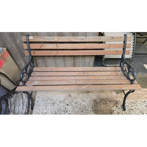 251 - SMALL WOOD & METAL GARDEN BENCH APPROX 48'' WIDE