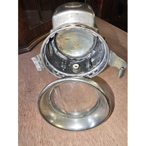 3 - ST JOSEPH LUCAS LIMITED WHITE METAL CARBIDE LAMP, LENSE DETACHED BUT PRESENT