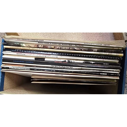 35 - RECORD CARRY CASE WITH QTY OF MISC LP'S INCL; ROLLING STONES,ELTON JOHN & COUNTRY & WESTERN