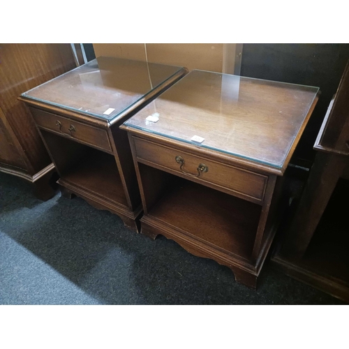 375 - PAIR OF REPRODUCTION BEDSIDE CABINETS WITH DRAWERS