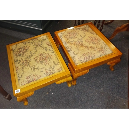 379 - PAIR OF TAPESTRY TOP FOOT STOOLS