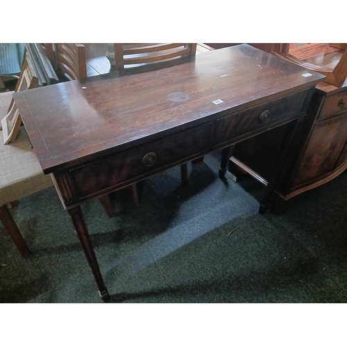 380 - INLAID MAHOGANY SIDE TABLE WITH 2 DRAWERS