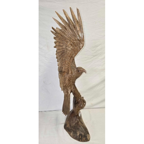 4 - WOODEN CARVED EAGLE ON BASE