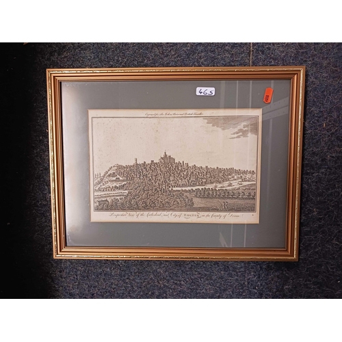 465 - PRINT OF PLYMOUTH HOE, A PRINT OF EXETER & SOUTH VIEW OF BERRY POMEROY CASTLE PICTURE