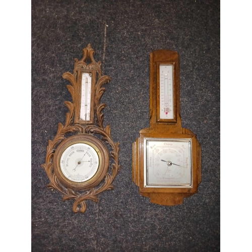 474 - VINTAGE BAROMETER THERMOMETER (2) 1 ANTIQUE