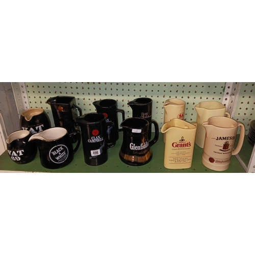 498 - SHELF OF BREWERIANA MIXED WADE WATER JUGS