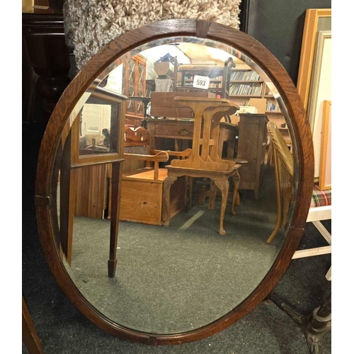 593 - OAK OVAL BEVELLED EDGE MIRROR