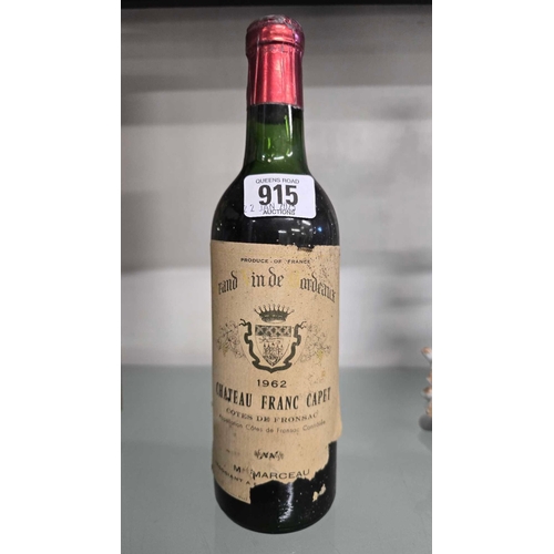 915 - HALF BOTTLE OF 1962 CHATEAU FRANC CAPET RED WINE