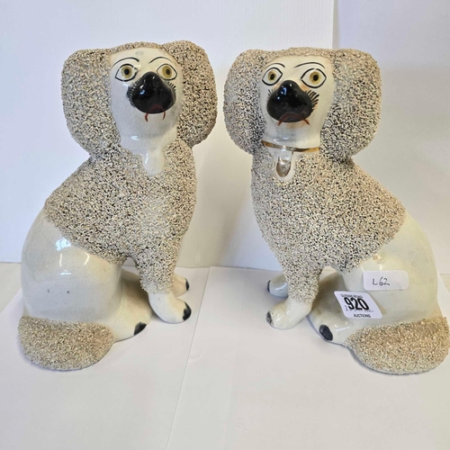 920 - 2 STAFFORDSHIRE POODLES WITH SHREDDED CLAY DECORATION APPROX 8.5'' TALL