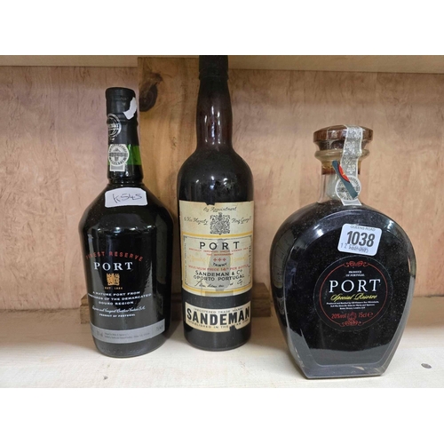 1038 - 3 BOTTLES OF MISC PORT