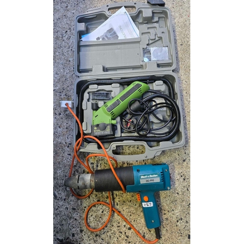 127 - BLACK & DECKER HEAT GUN & A EXAKT SAW IN CARRY CASE