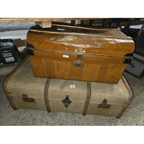 162 - 1 METAL & 1 CANVAS STEAMER TRUNKS