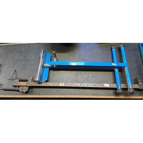 186 - SMALL METAL ROLLER STAND & 2 SASH CLAMPS