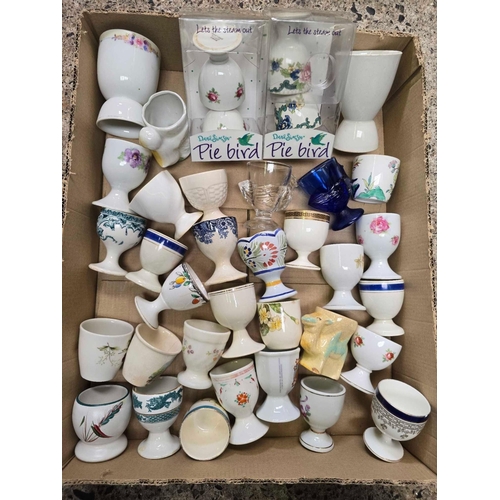 27 - CARTON WITH MISC CERAMIC EGG CUPS & OTHERS